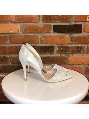 French Connection Womens Elvia Leather White Metallic D’Orsay Pumps Size 9